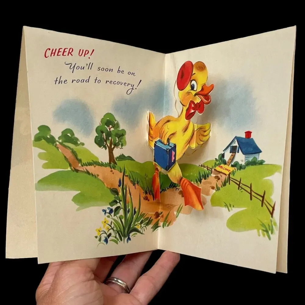 Vintage Pop Up Card Hit Parade Unused Greeting Card Get Well Illness Ephemera